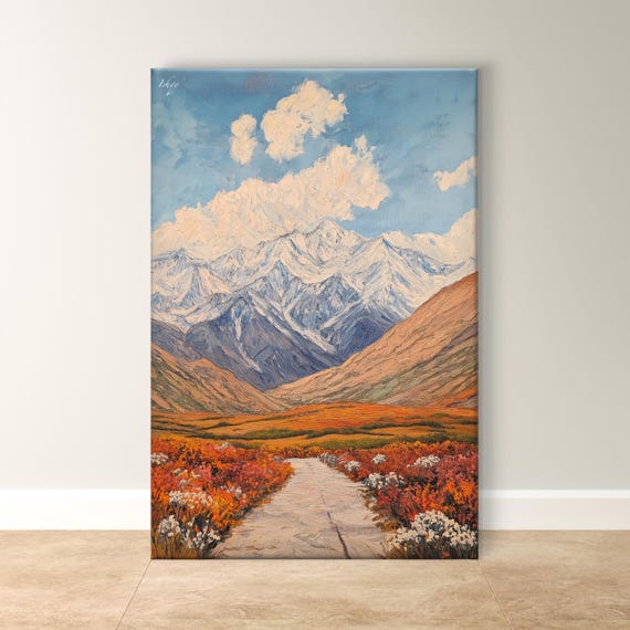 Fann Mountains Art Framed Tajikistan Decor Vibrant Mountain Wall Art Colorful Nature Print Scenic Landscape Framed Living Room Art