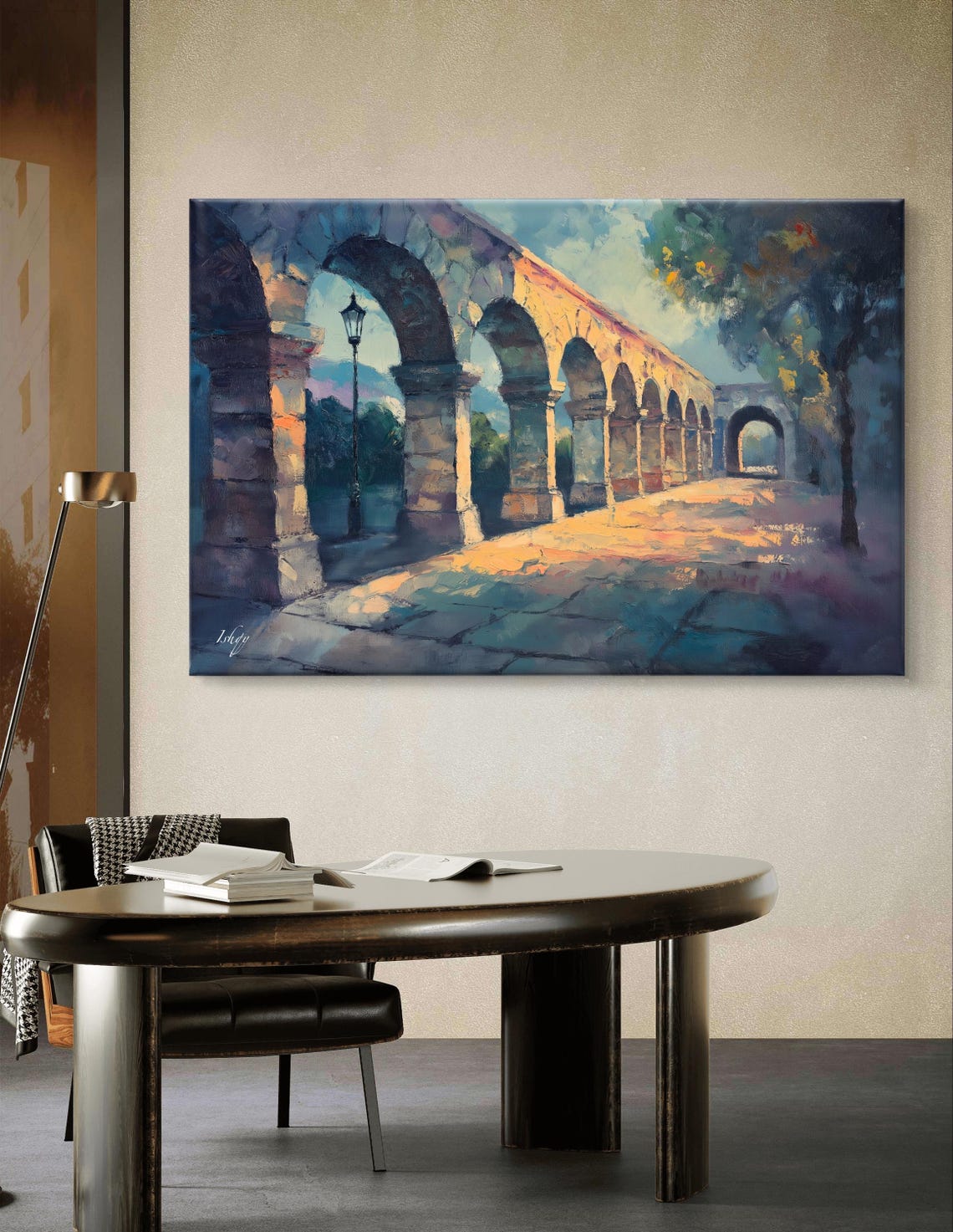 Mexican Stone Aqueduct Arches Warm Golden Afternoon Light Poster - Image 4