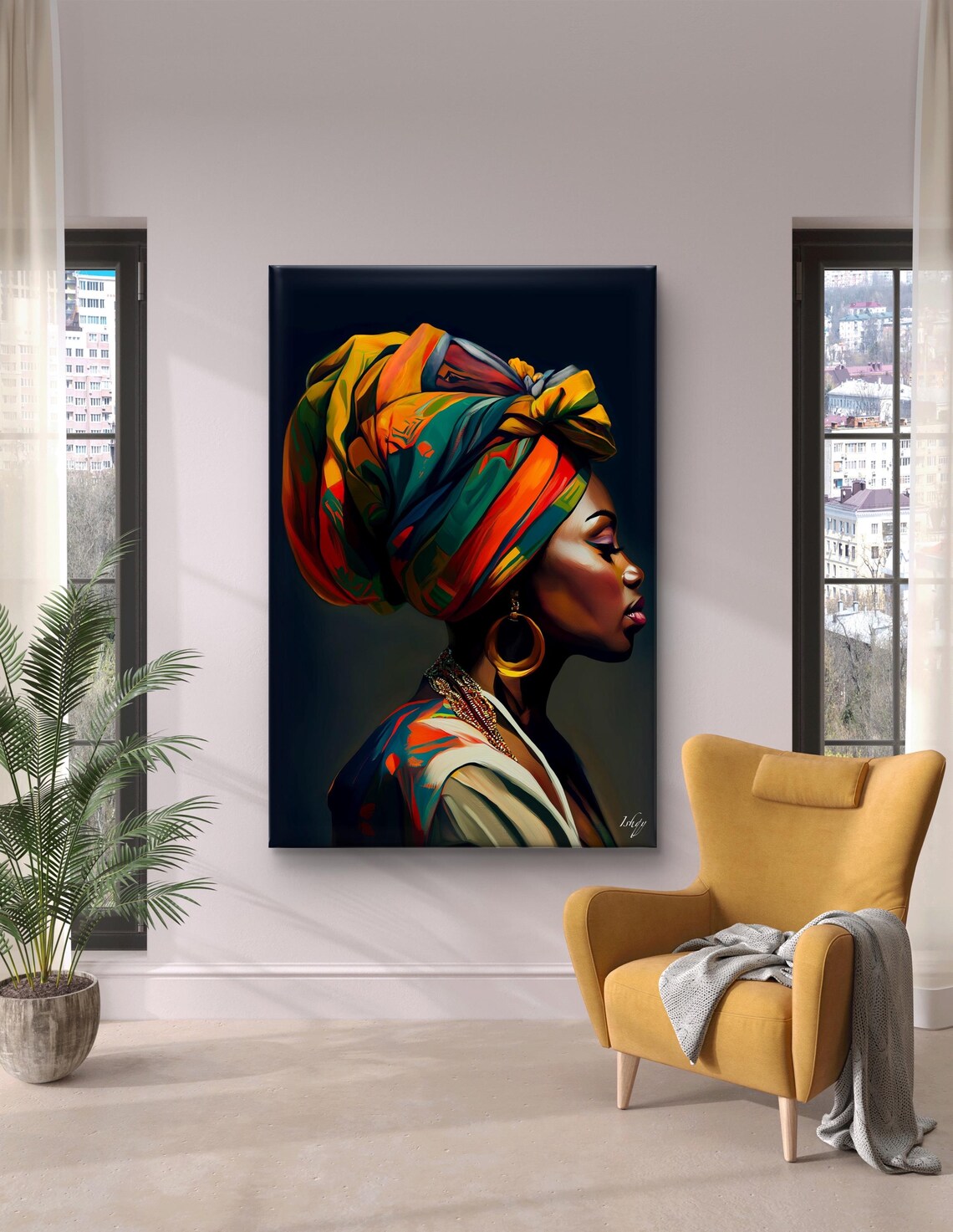 African Woman Turban Art Print, Cultural Decor - Image 6