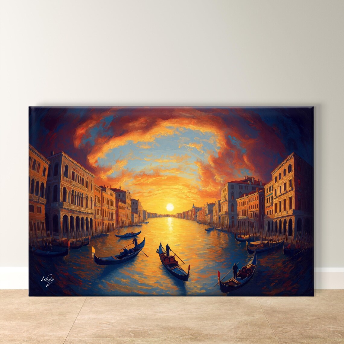 Venice Grand Canal Sunset Gondolas Romance Italian Travel Poster