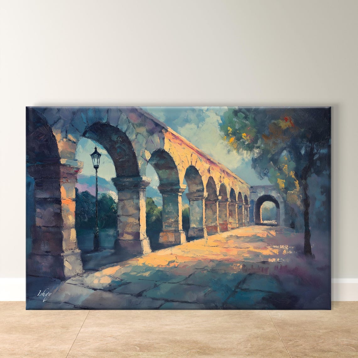 Mexican Stone Aqueduct Arches Warm Golden Afternoon Light Poster
