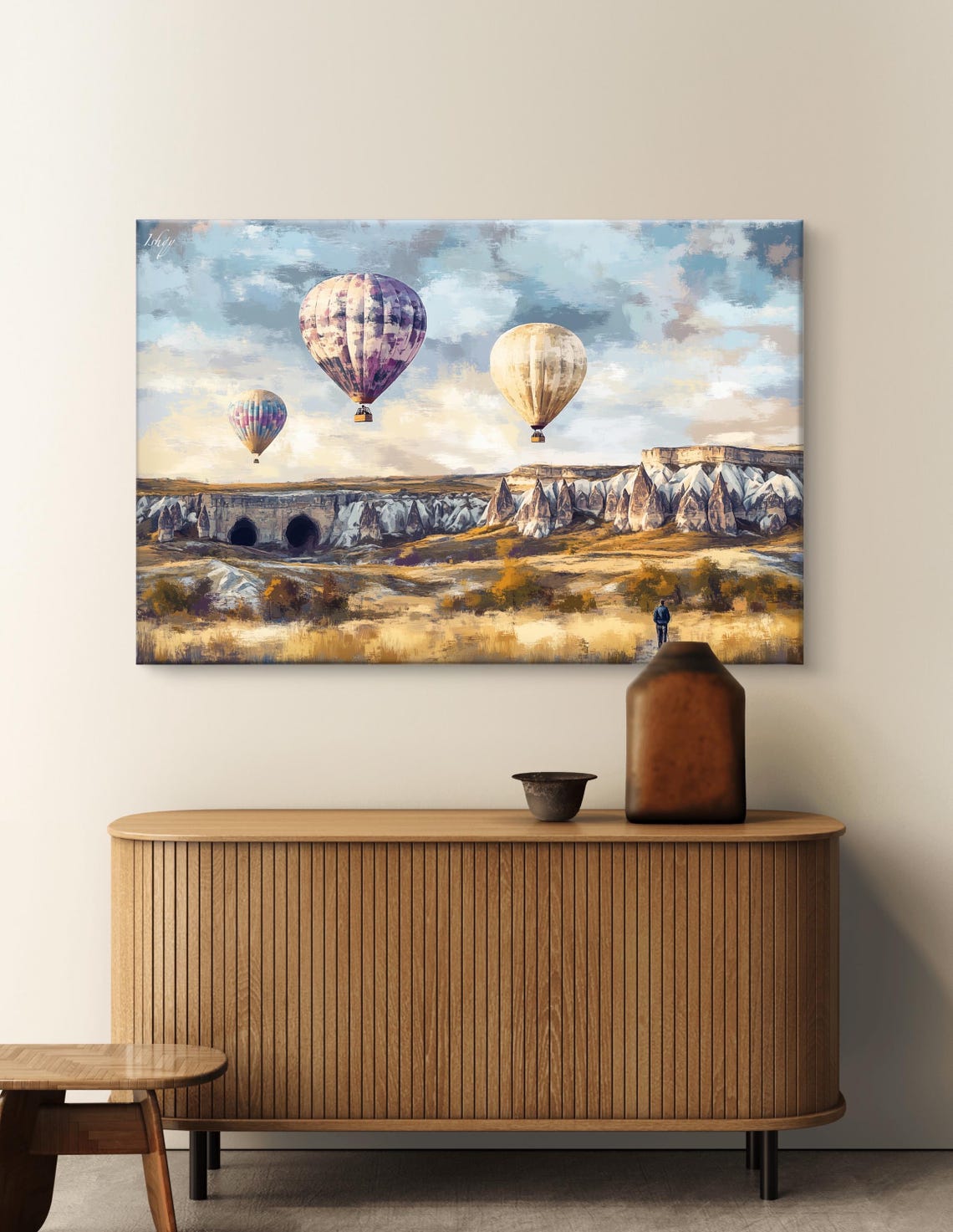 Cappadocia Hot Air Balloons Drifting Over Rock Valley Landscape Poster - Image 5