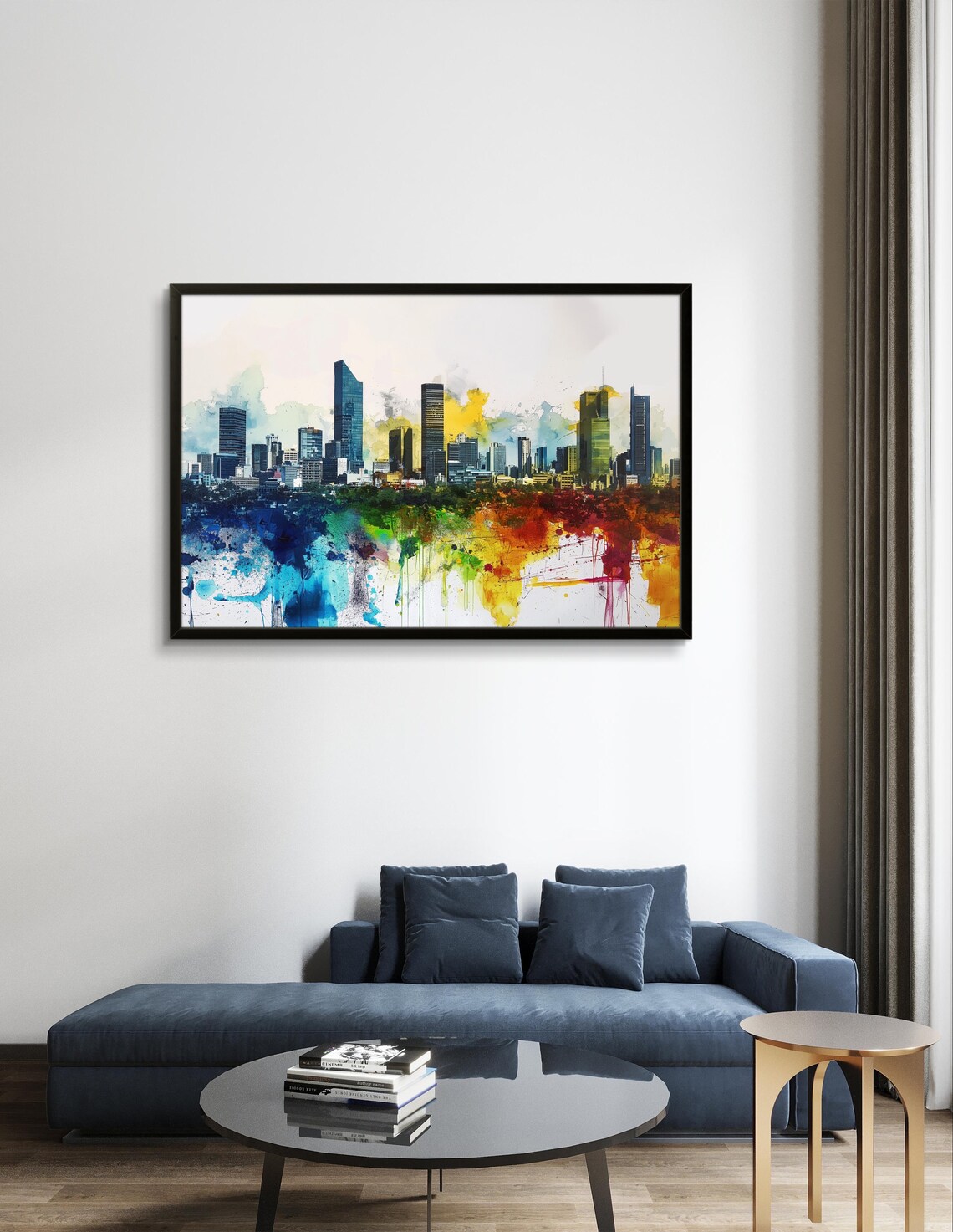 Mexico City Skyline Rainbow Watercolor Urban Cityscape Art Poster - Image 2