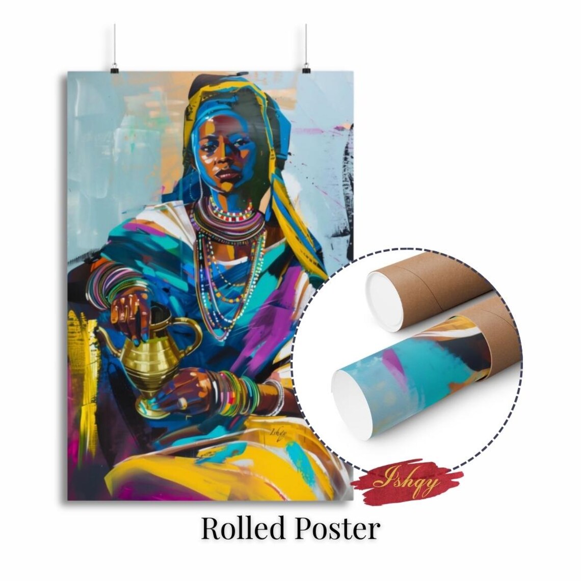 Ethiopian Woman Habesha Kemis Art Print, Vibrant Decor - Image 2