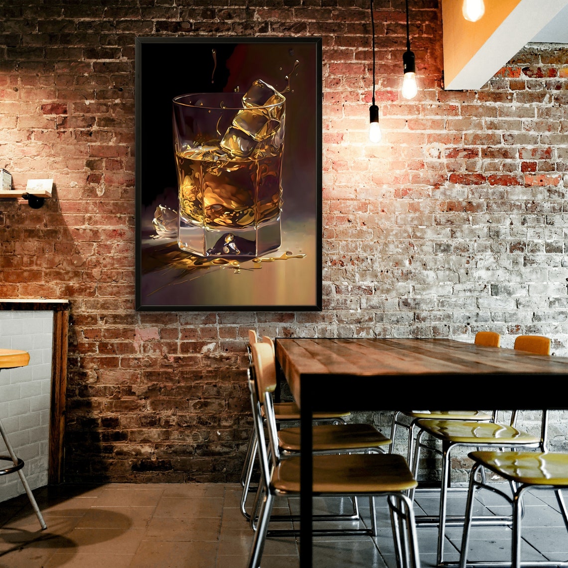 Whiskey Glass With Melting Ice Cubes Dramatic Bar Decor Poster - Image 3