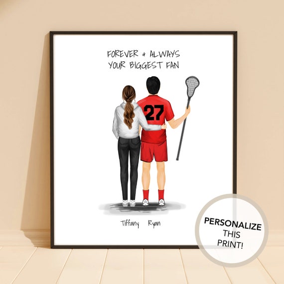 Personalized Lacrosse Player 27 Biggest Fan Couples Sports Poster