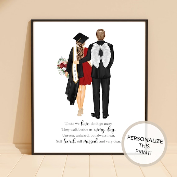 Personalized Graduate and Guardian Angel Father Memorial Quote Poster