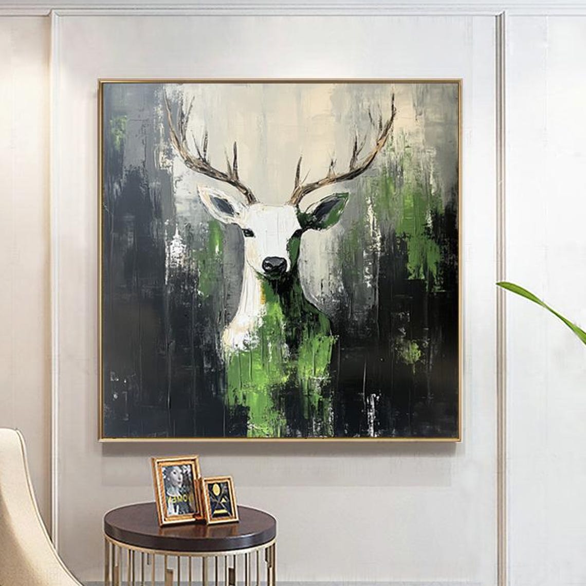 Abstract Deer Stag Portrait Dark Moody Background Wildlife Poster - Image 6