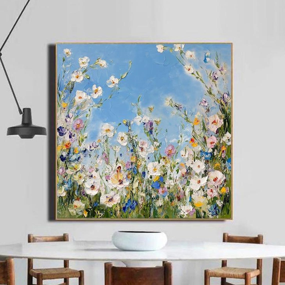 Delicate Wildflowers Reaching Toward Light Blue Sky Floral Art Poster - Image 6