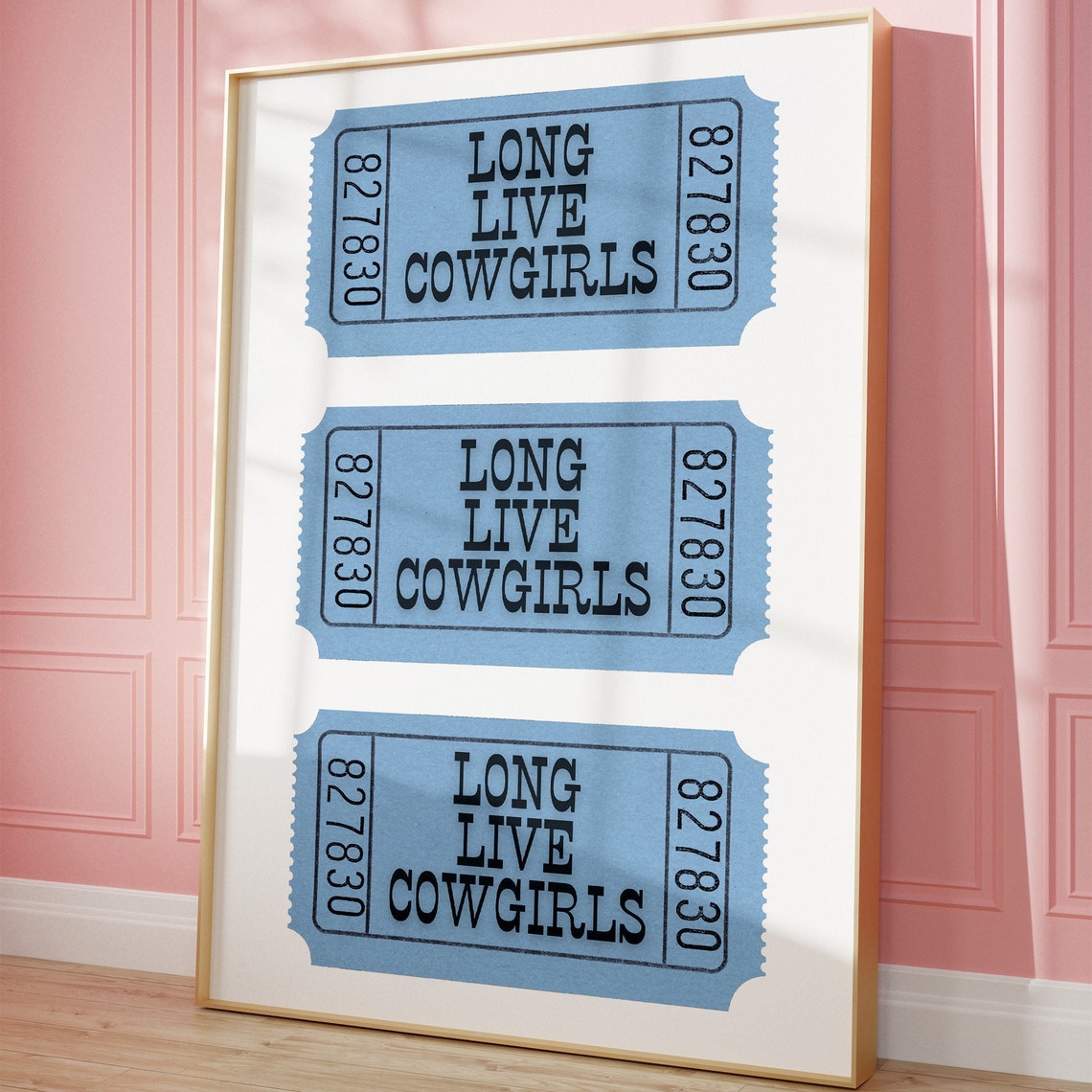 Trendy Cowgirl Wall Art Long Live Cowgirls Ticket Art Cowgirl Coastal Blue Western Inspired Wall Art Trendy College Gallery Wall Art Poster - Image 5