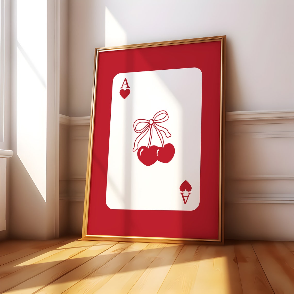 Ace of Hearts Cherry Bow Red Coquette Trendy Playing Card Poster - Image 4