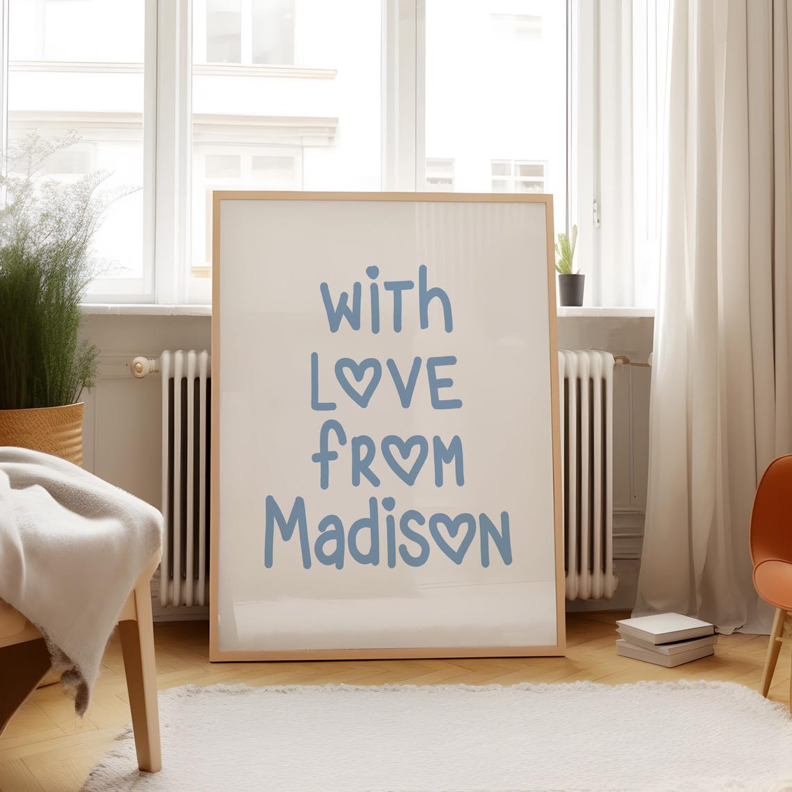 With Love From Madison Blue Handwritten Hearts Quote Decor Poster - Image 4