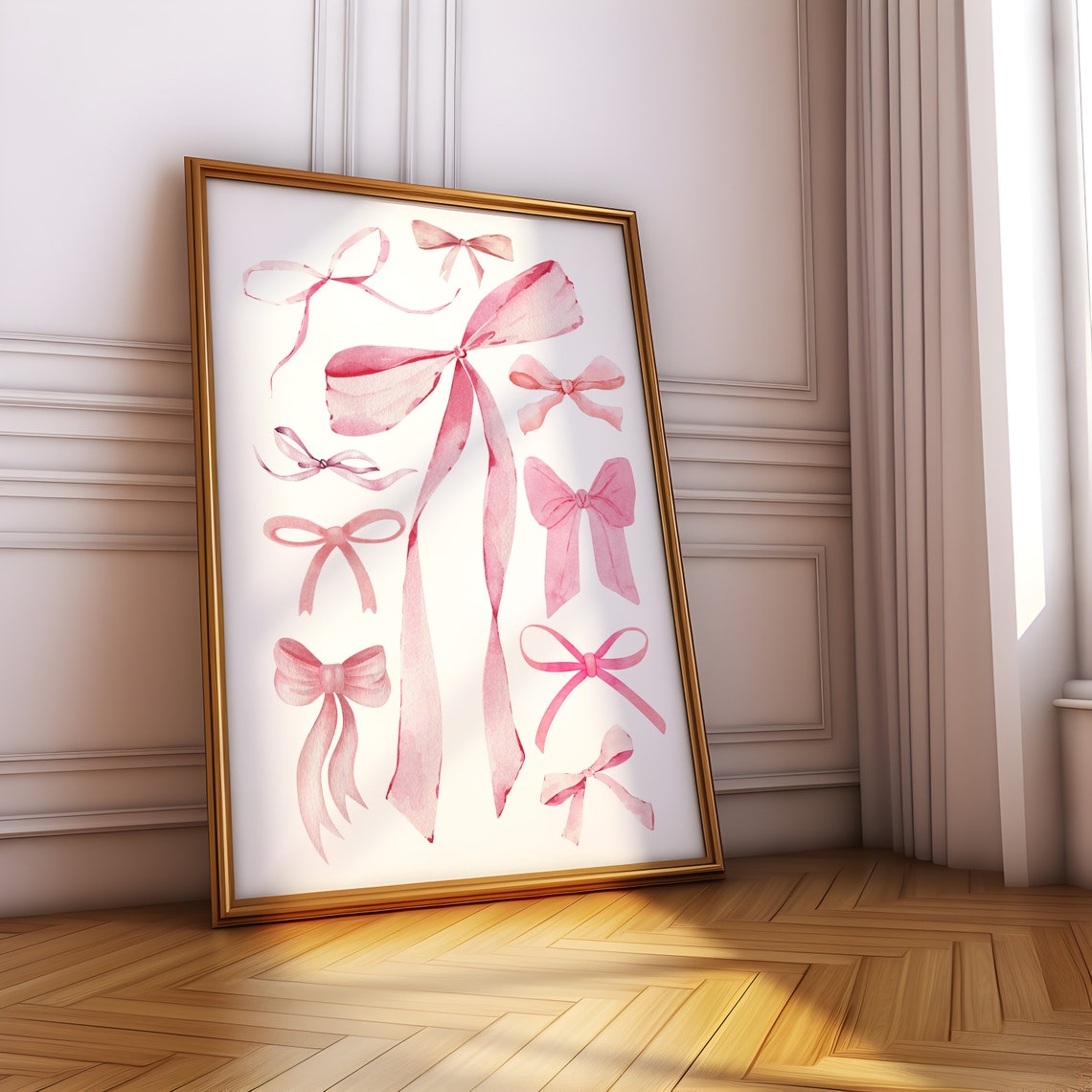 Pink Watercolor Bows Coquette Balletcore Girly Room Decor Poster - Image 2