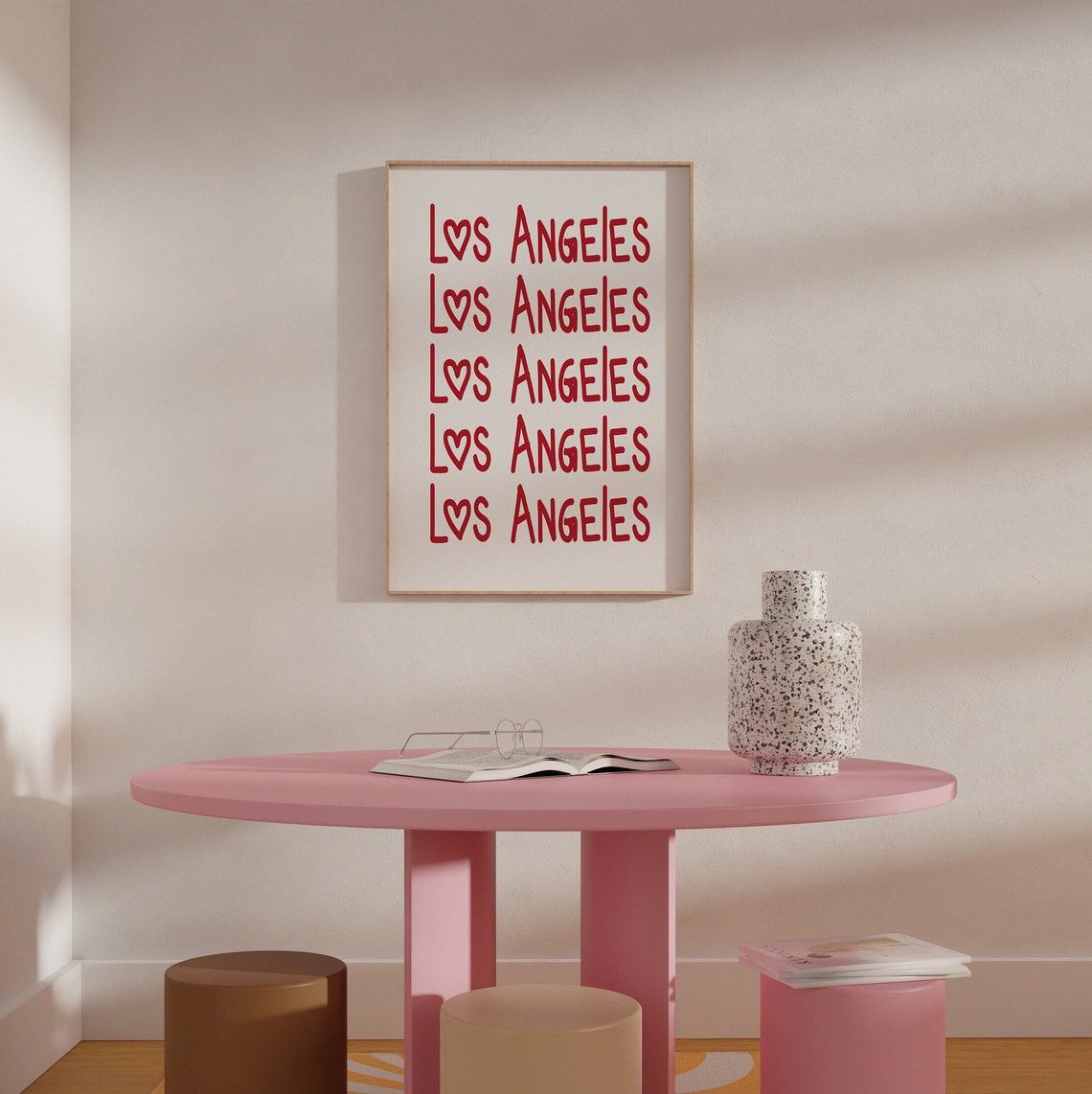 Los Angeles Heart Lettering Red Typographic City Love Poster - Image 3
