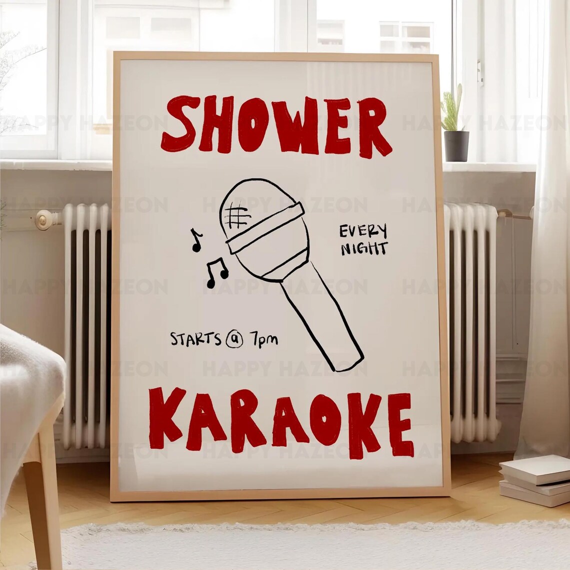 Shower Karaoke Retro Bathroom Art Print Poster - Image 4