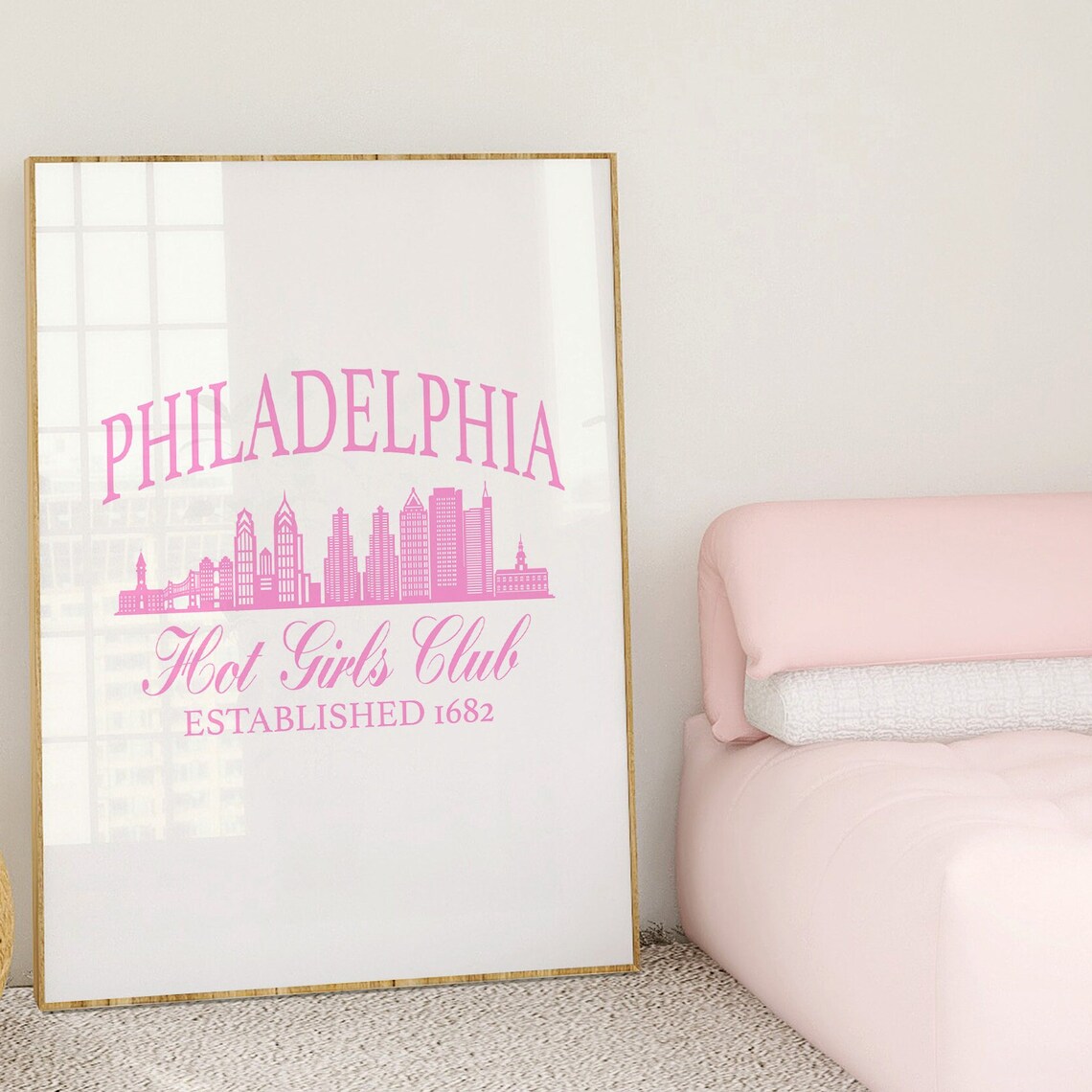 Philadelphia Hot Girls Club Est 1682 Pink Skyline City Poster - Image 5