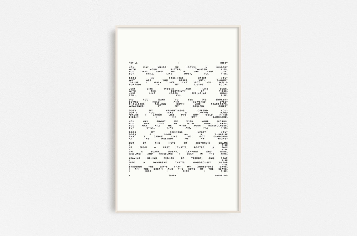 Still I Rise Maya Angelou Full Poem Circle Typography Poster