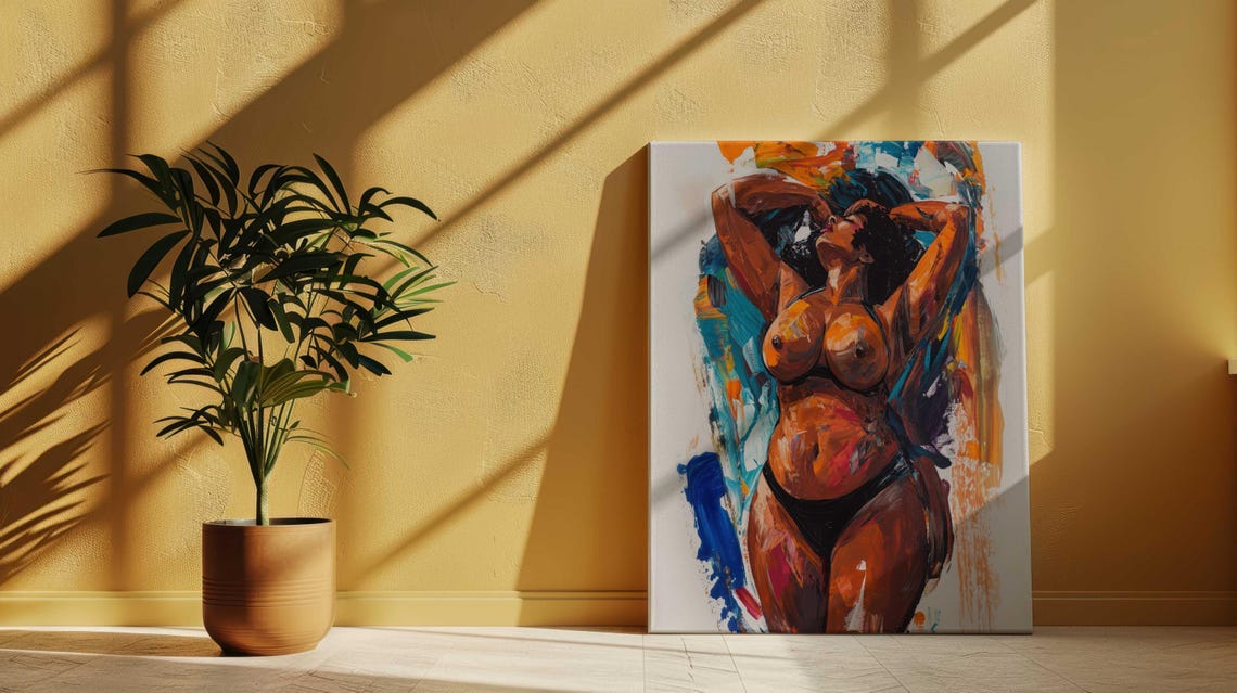 Mature Content Black Beauty Expressionist Art Modern Home Decor Nude Art - Image 4