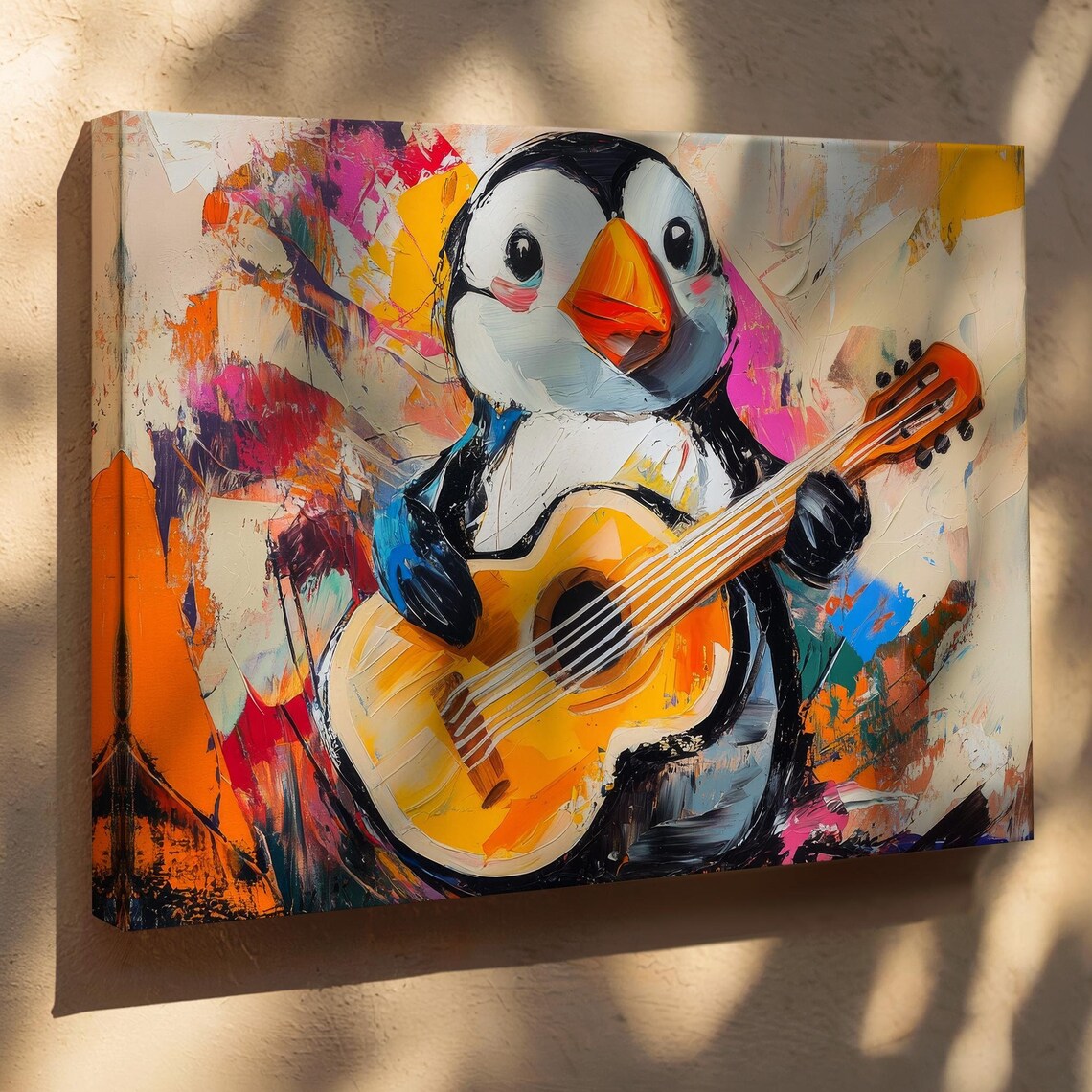 Penguin Abstract, Quirky Tropical Decor Poster