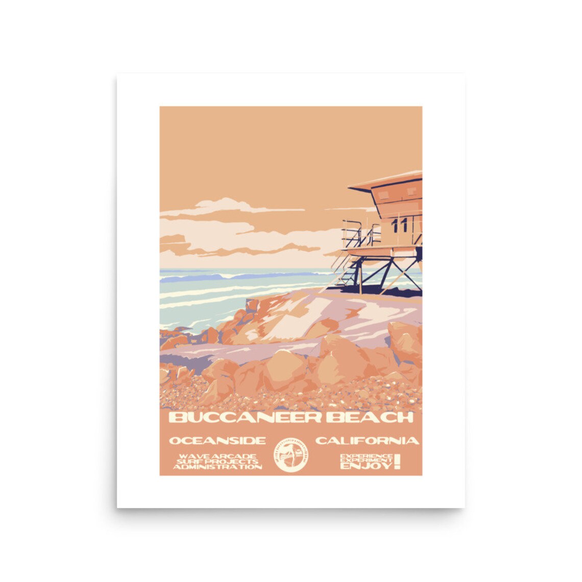 Copy Buccaneer Beach Oceanside Ca Surf Poster National Parks Style - Image 2