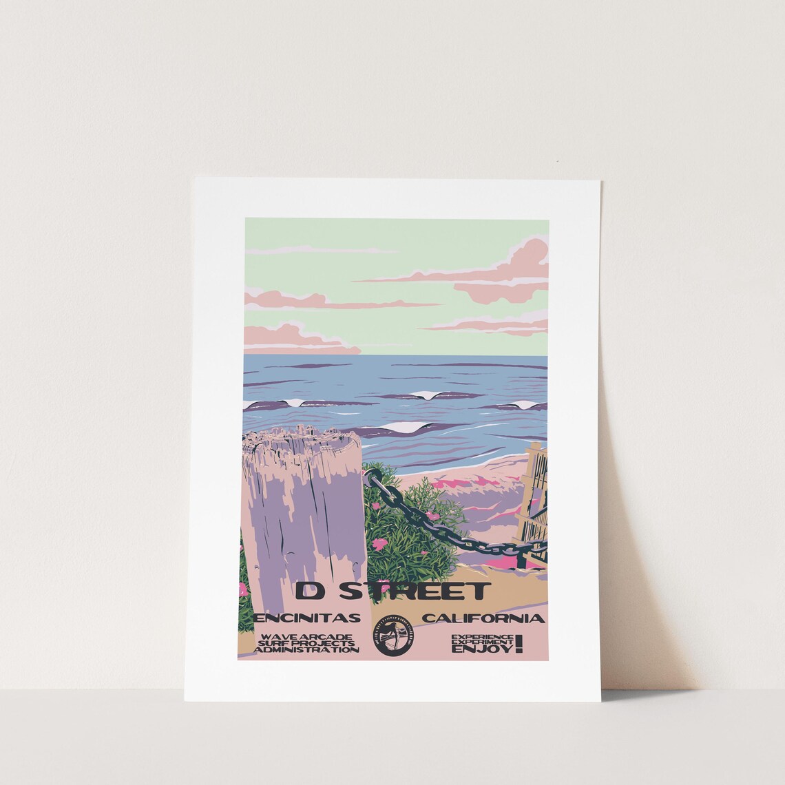 D Street Surf Spot Encinitas California Beach Fence Waves Poster