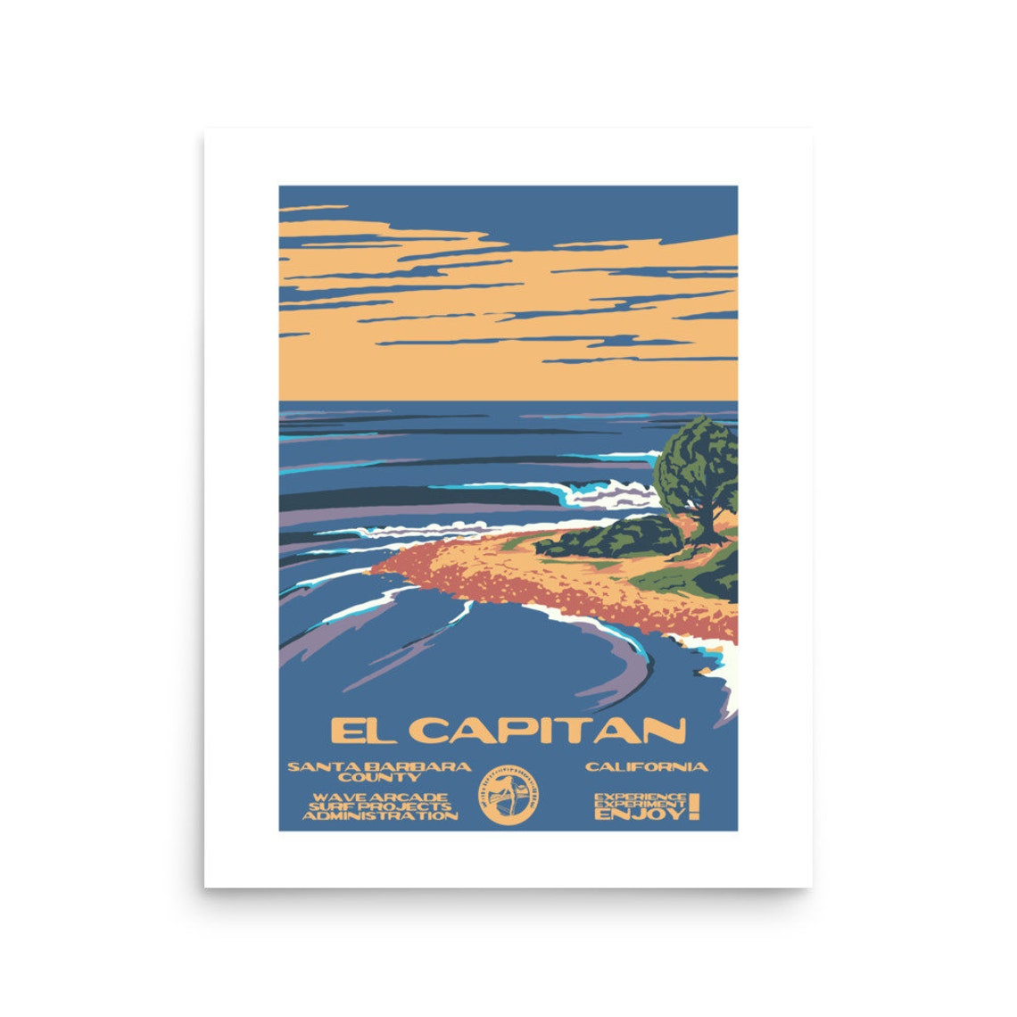 El Capitan Santa Barbara County California Sunset Surf Poster - Image 2