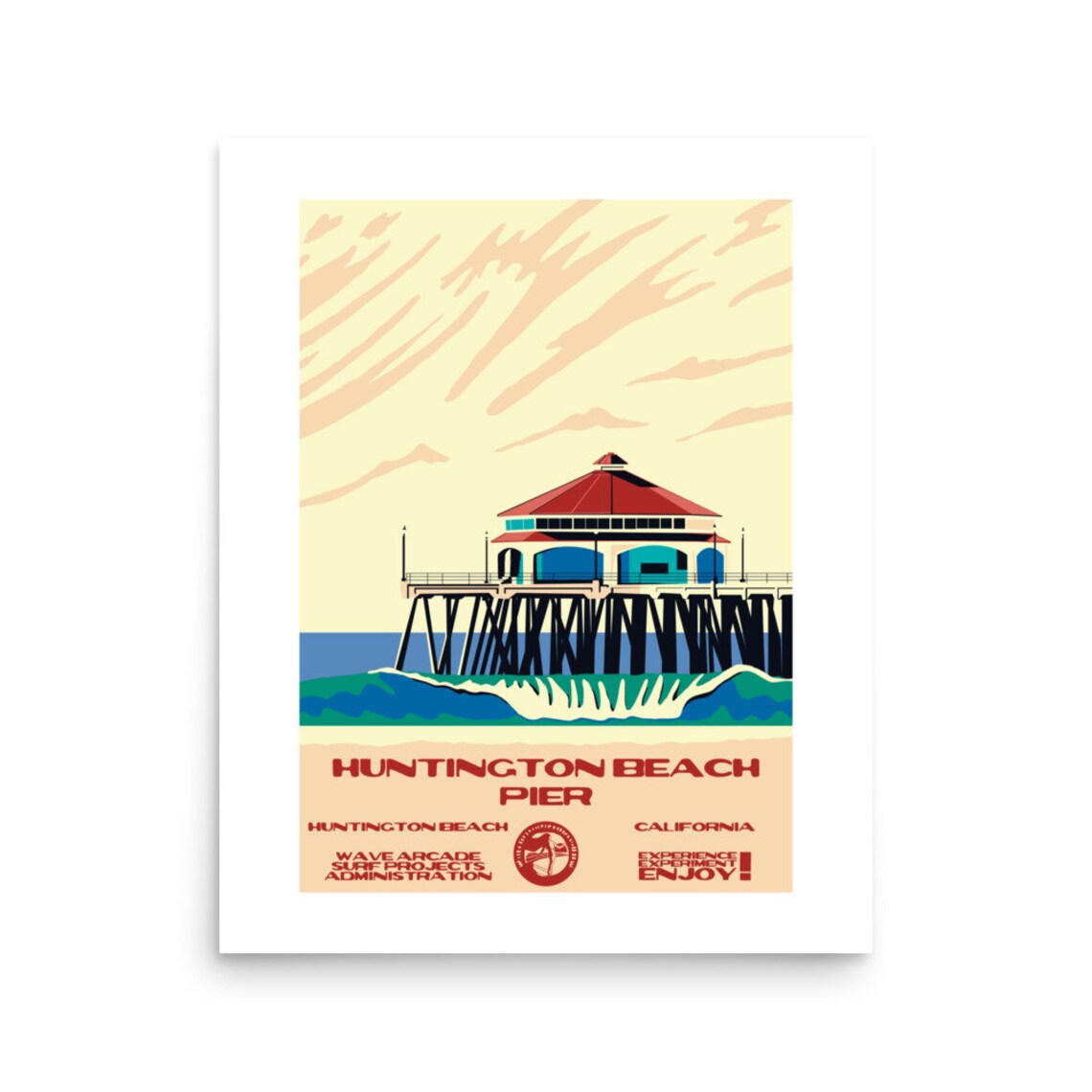 Copy Huntington Beach Pier Huntington Beach Ca Surf Poster National Parks Style - Image 2