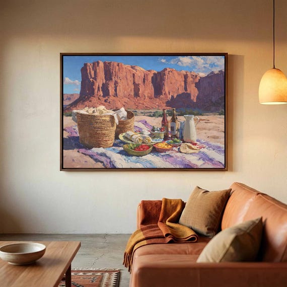Desert Mesa Picnic Canvas Print Southwest Landscape Wall Art
