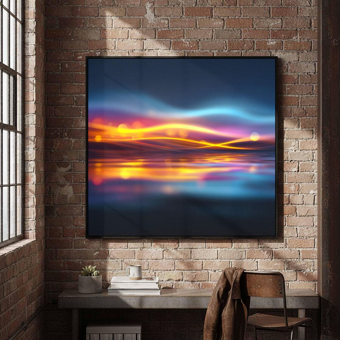 Abstract Gradient Canvas Print Modern Neon Wave Wall Art