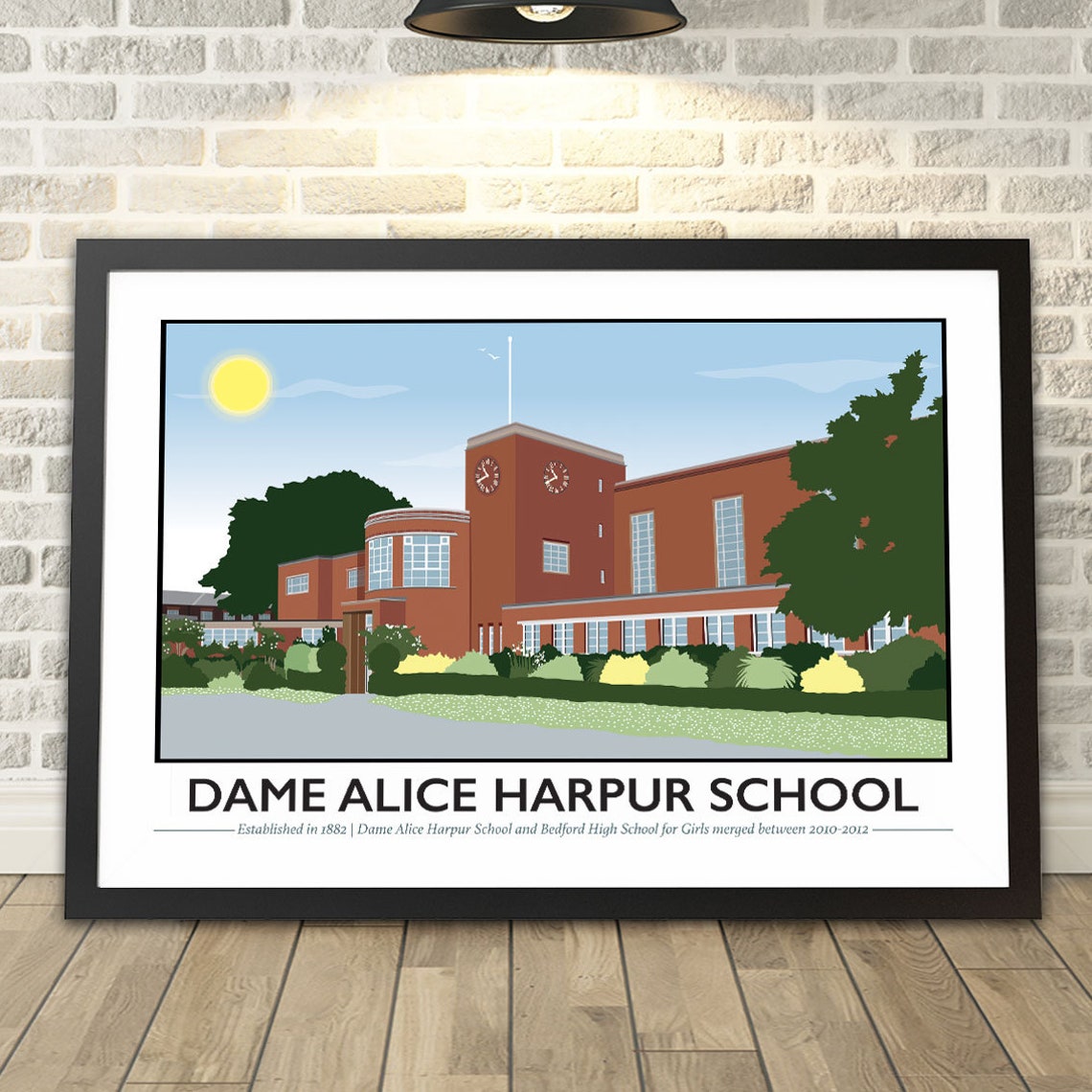 Dame Alice Harpur School Historic Bedford England Travel Poster