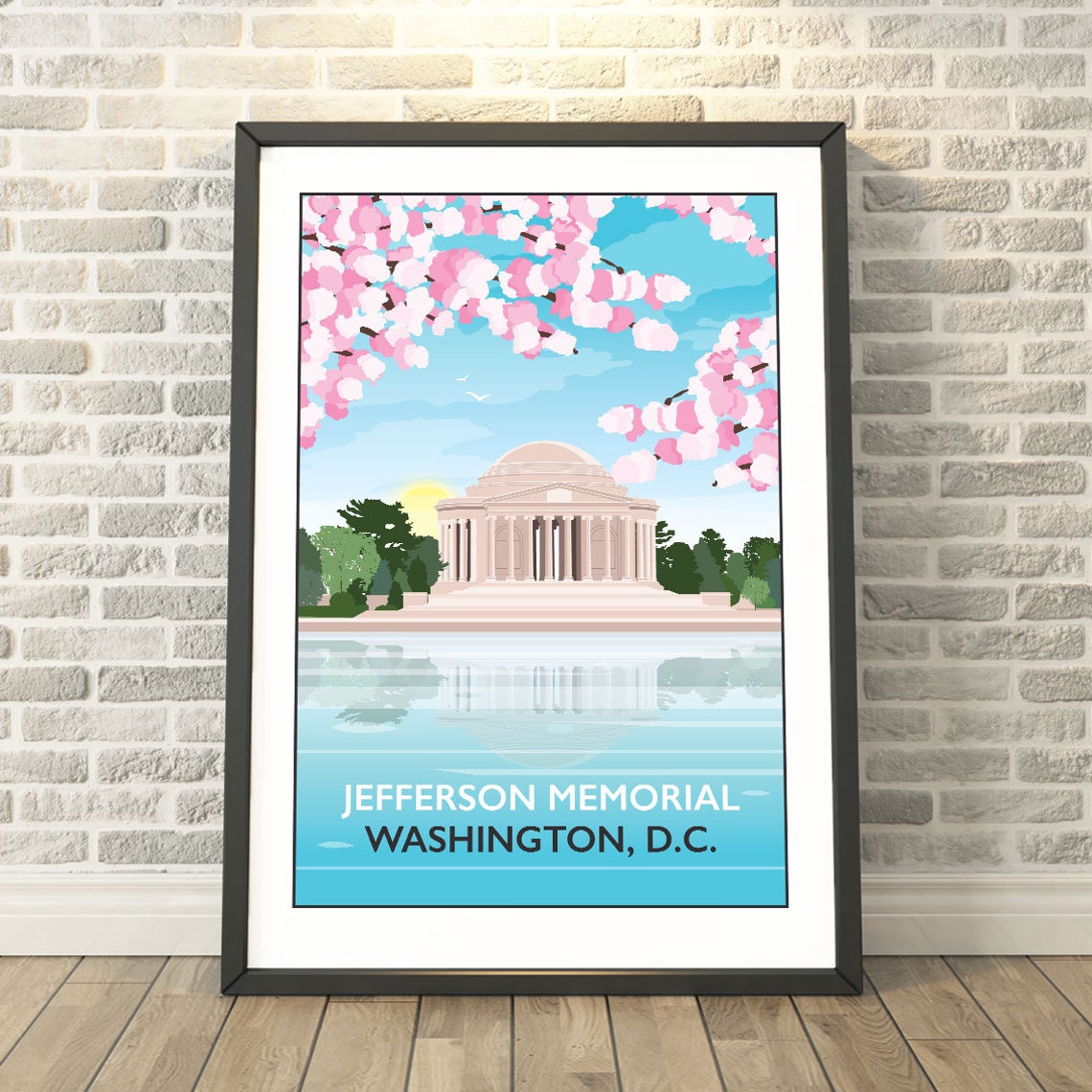 Jefferson Memorial Washington DC Cherry Blossom Travel Poster