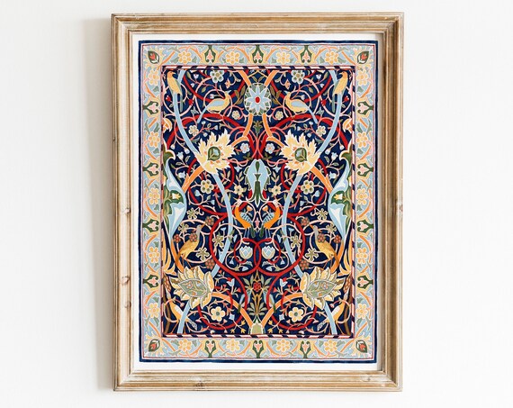 Intricate Floral Carpet Pattern Victorian Botanical Tapestry Poster