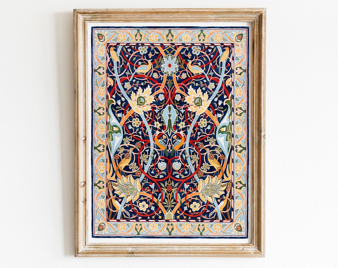 Intricate Floral Carpet Pattern Victorian Botanical Tapestry Poster