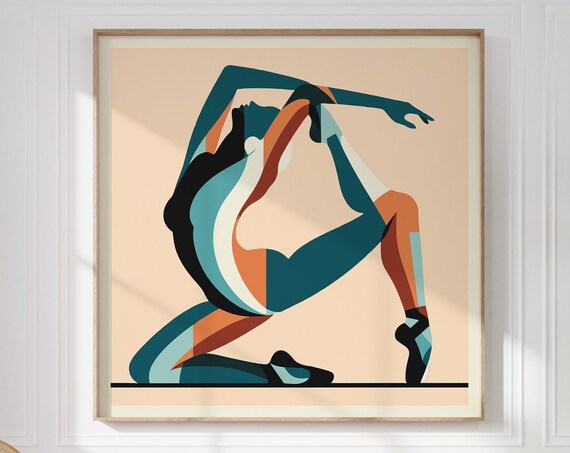 Abstract Dancer Stretching Geometric Modern Dance Studio Poster