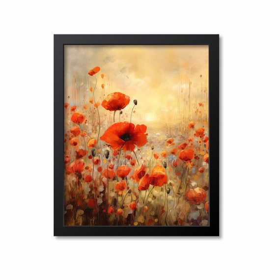 Orange Poppy Watercolor Flower Botanical Art Print
