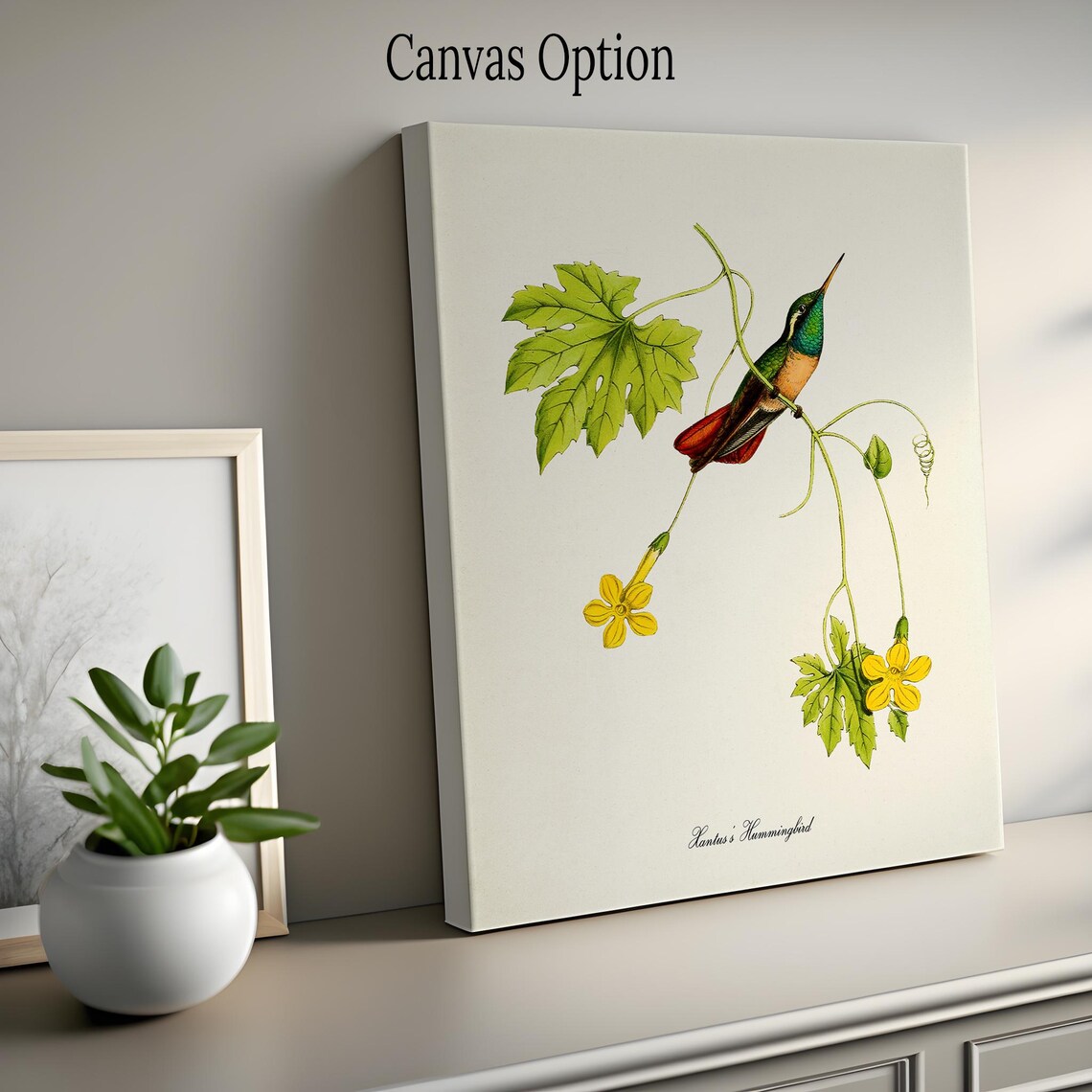 Hummingbird Print Bird Wall Art Print Bird Art Bird Poster Flower Art Floral Garden Xantuss Hummingbird Art Green Red - Image 2