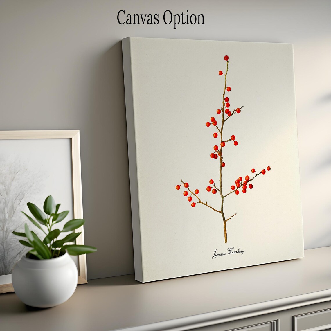 Japanese Winterberry Red Berry Branch Vintage Botanical Art Poster - Image 2