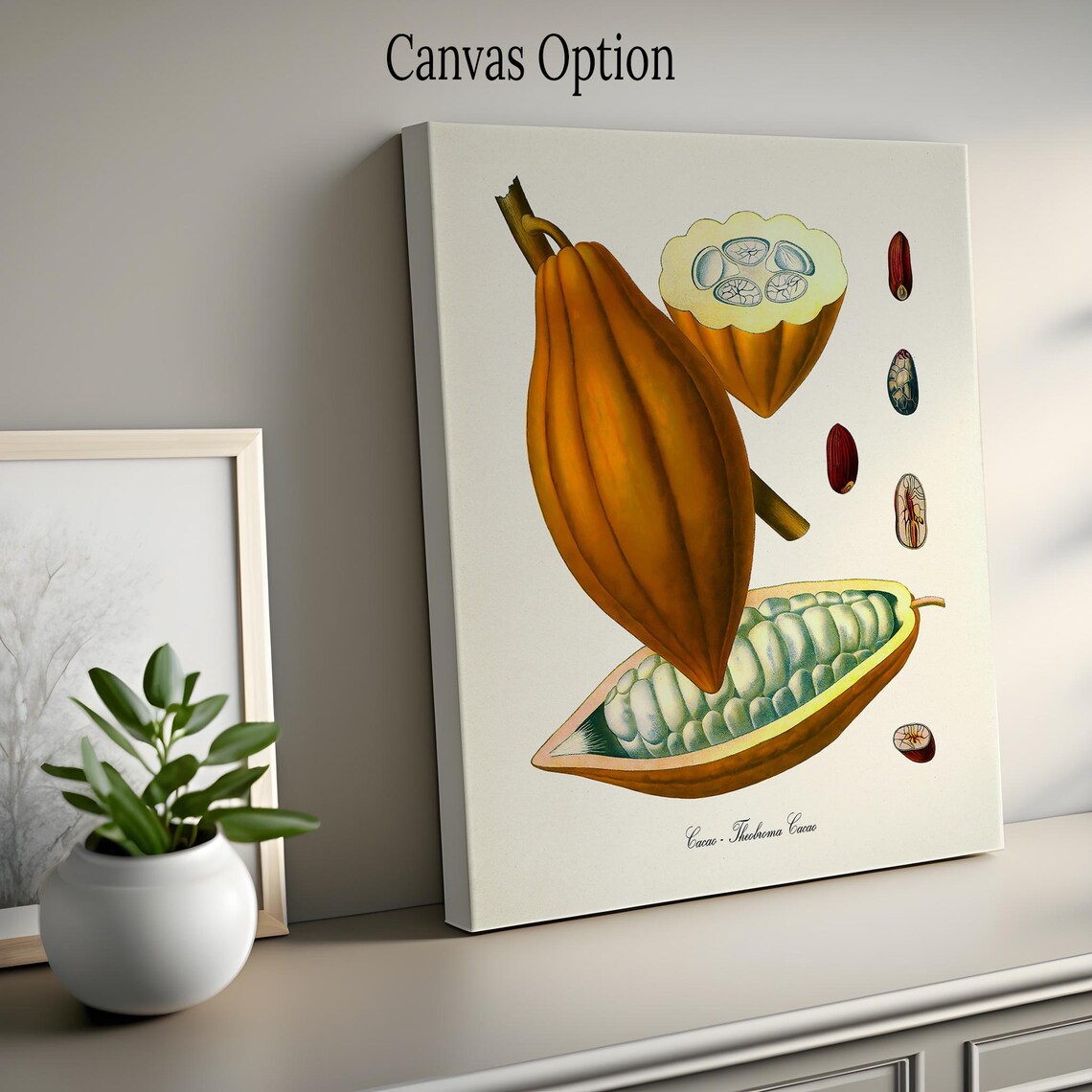 Cacao Botanical Art Print, Cocoa Tree and Beans - Image 2
