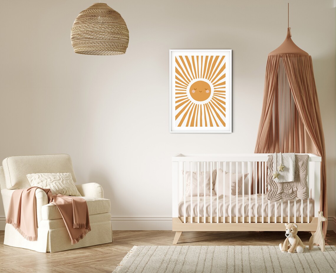 Smiling Sunbeam Print, Neutral Nursery Wall Art - Image 2