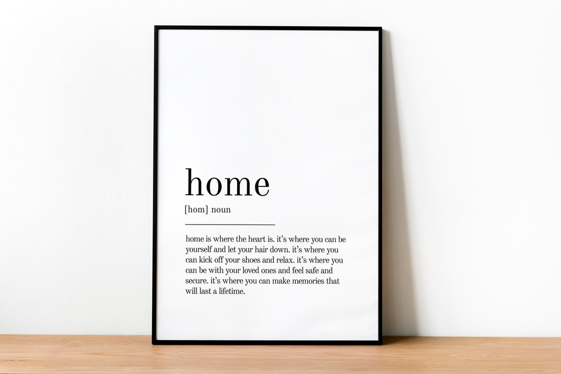 Home Dictionary Definition Typography Black and White Poster - Image 2
