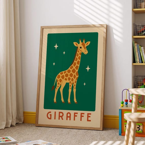 Giraffe Nursery Print Safari Animal Wall Art Baby Room Decor