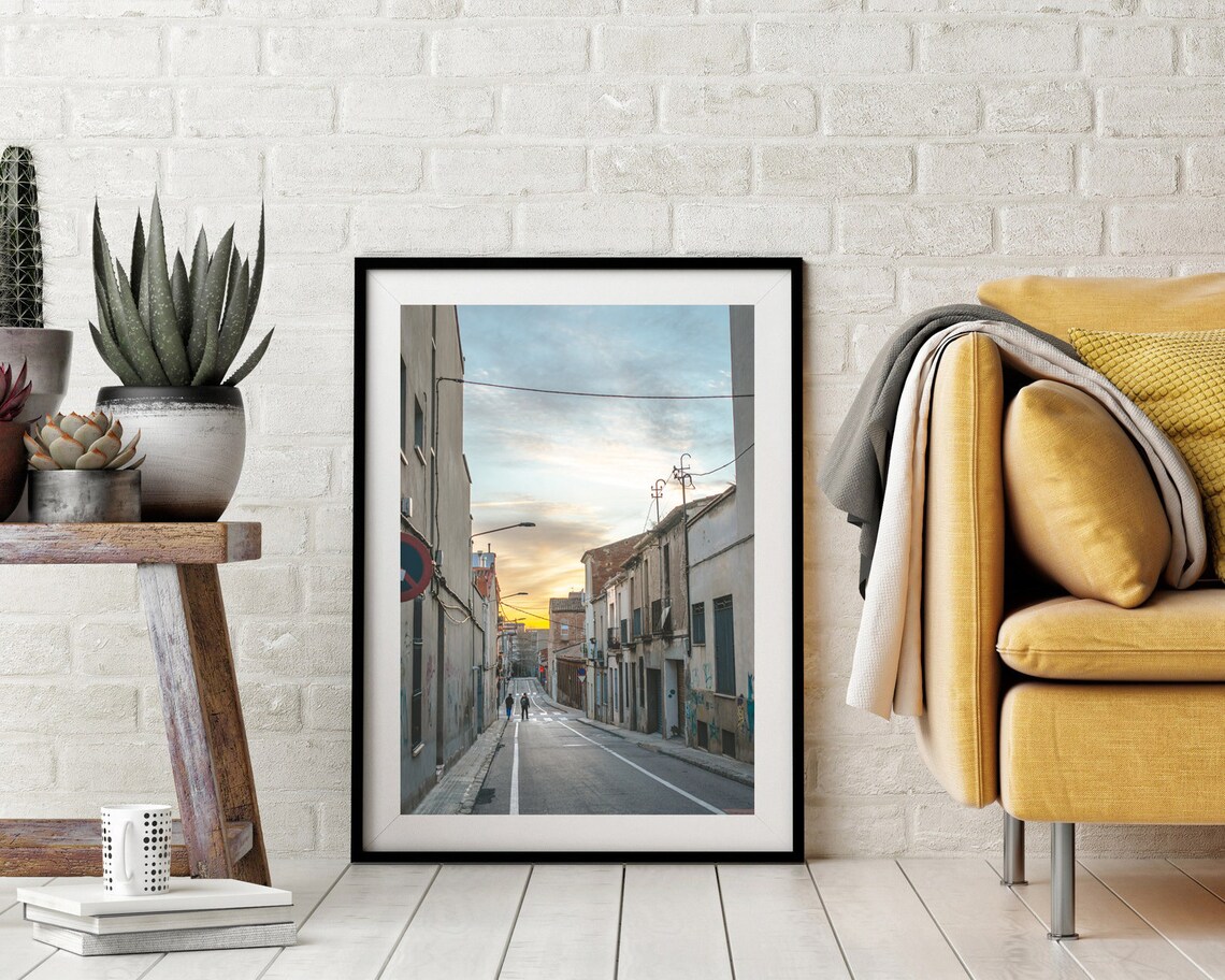Old Town Street At Sunset Warm Golden Hour Photography Poster - Image 4