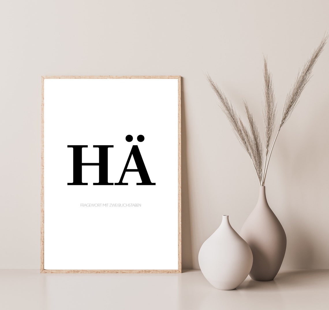 Ha Question Word With Two Letters Funny German Typography Poster