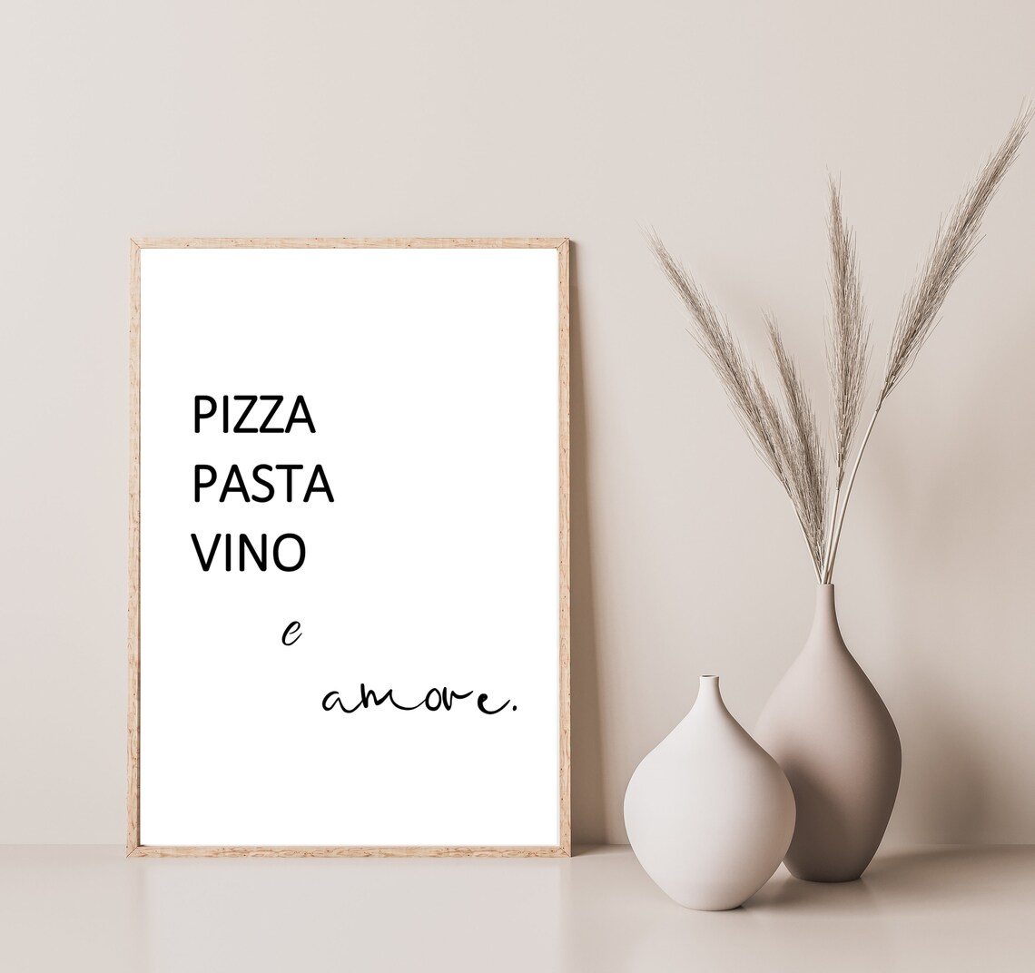 Pizza Pasta Vino E Amore Kitchen Art Print