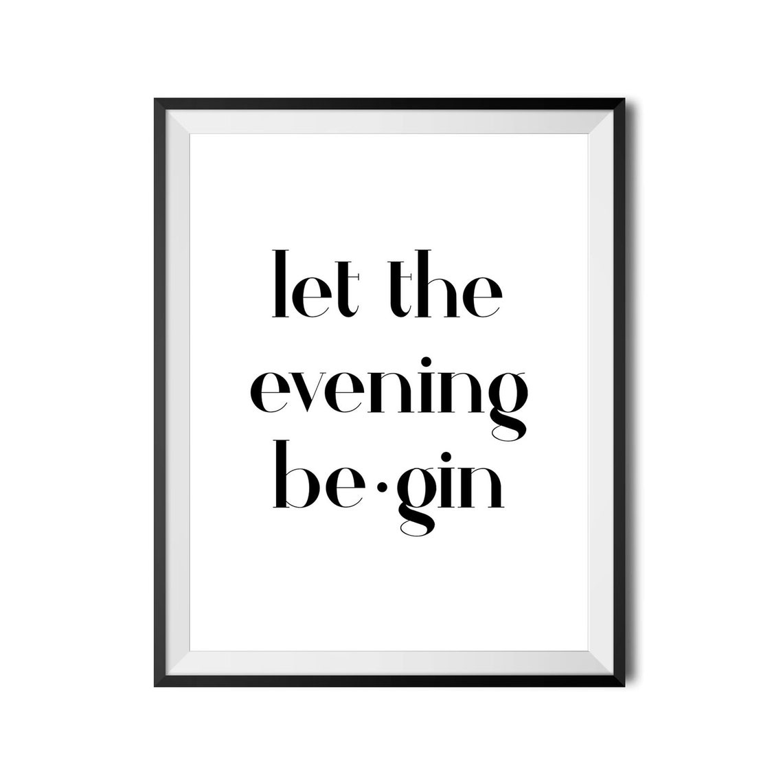 Let The Evening Be Gin Pun Funny Cocktail Bar Cart Quote Poster - Image 3