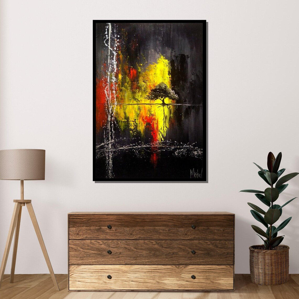 Abstract Tree Of Life Modern Abstract Wall Art Vibrant Color Splash Decor Contemporary Home Design Ready To Hang - Image 4