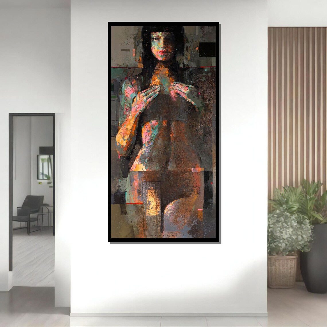 Sensual Abstract Nude Portrait Dark Moody Mixed Media Figurative Wall Poster - Image 4