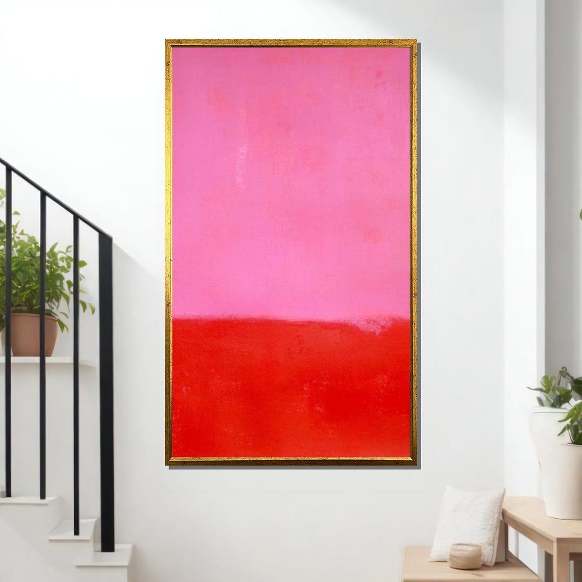 Pink And Red Color Field Soft Blush Bold Abstract Minimalist Poster