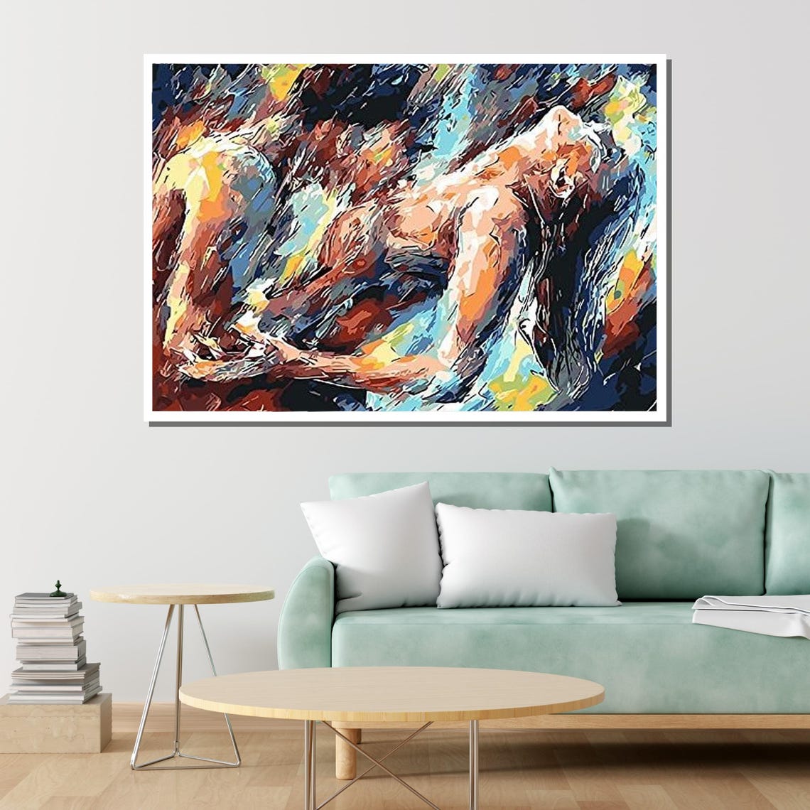 Passionate Embrace Erotic Abstract Art Sensual Lovers Print Bold Wall Decor Ready To Hang - Image 2