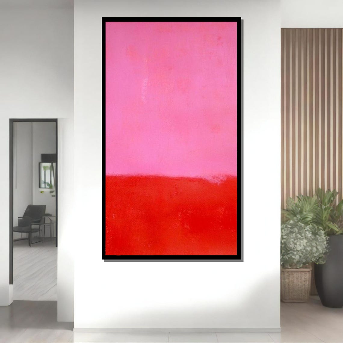 Pink And Red Color Field Soft Blush Bold Abstract Minimalist Poster - Image 4